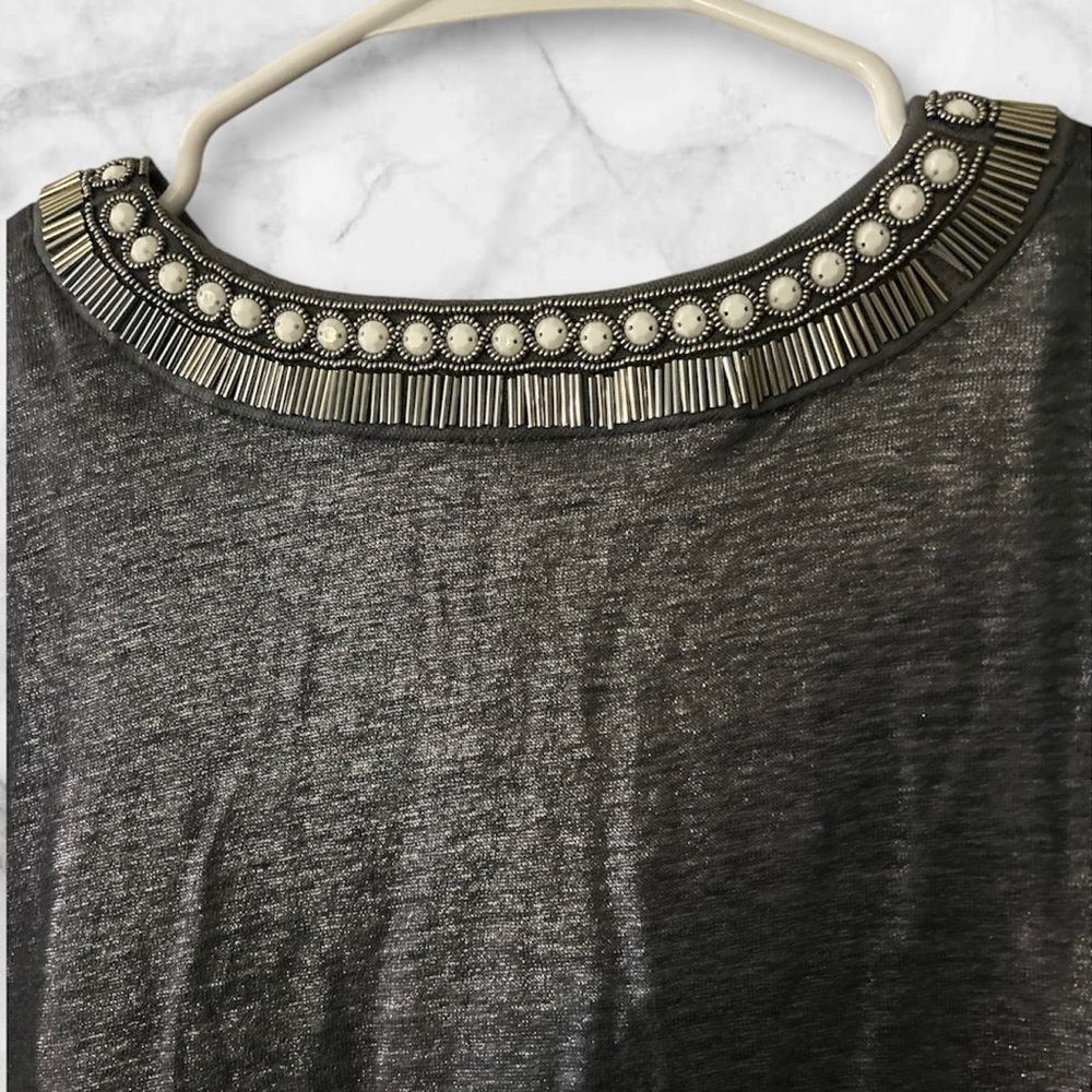 Chico's Silver Gray Embellished Relaxed Tunic NWOT - Picture 3 of 8